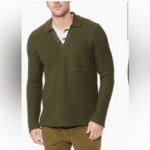 PAIGE Hitchens Henley Sweater 60% wool‎ 40% hemp men’s olive pine green XL NWT
